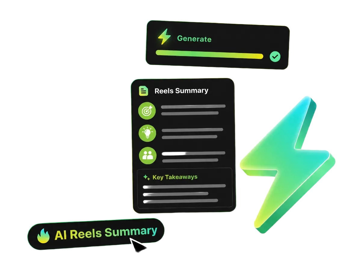 AI Instagram Reels summarizer turning a Reel into a structured summary with key moments.